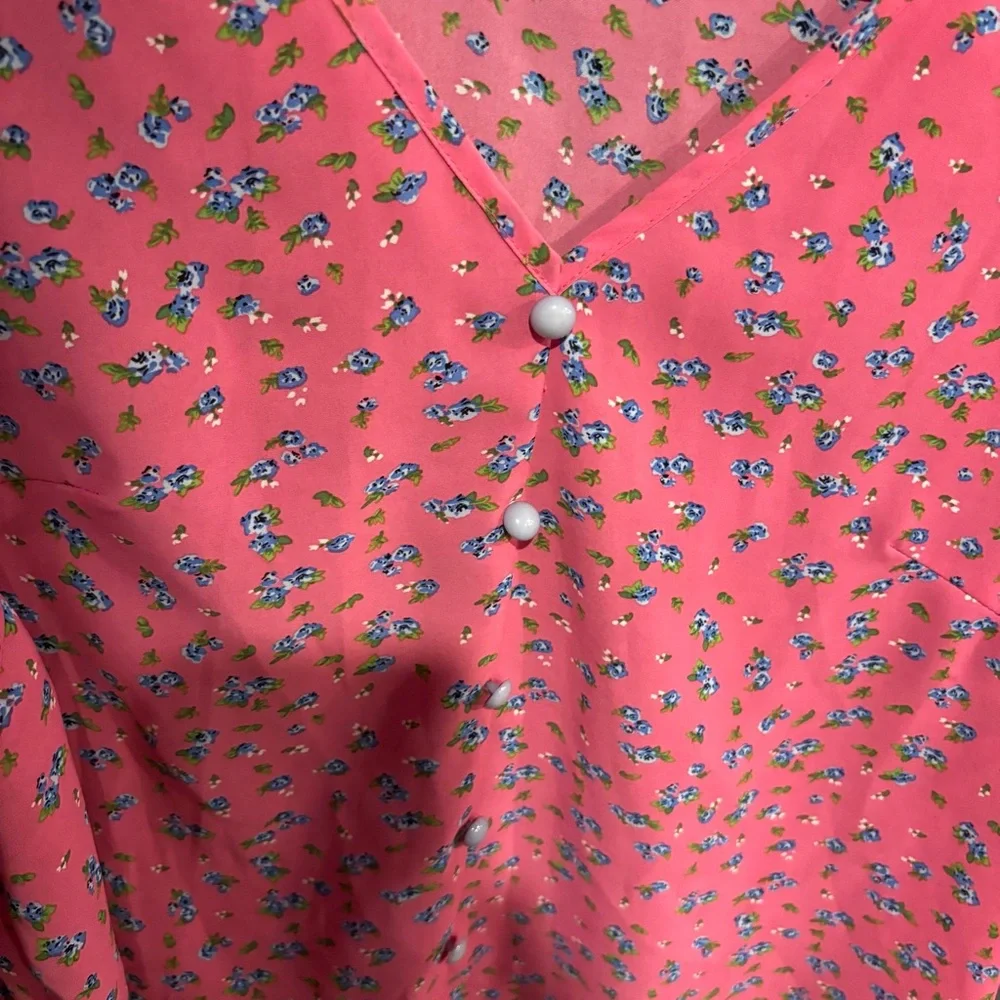 Shein Coral Floral Blouse - Picture 3 of 5